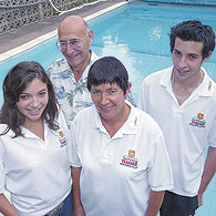 Taking the plunge: Christina and Mike Fonfe with Alix and James - Picture by ANITA ROSS-MARSHALL 05-2592 P2